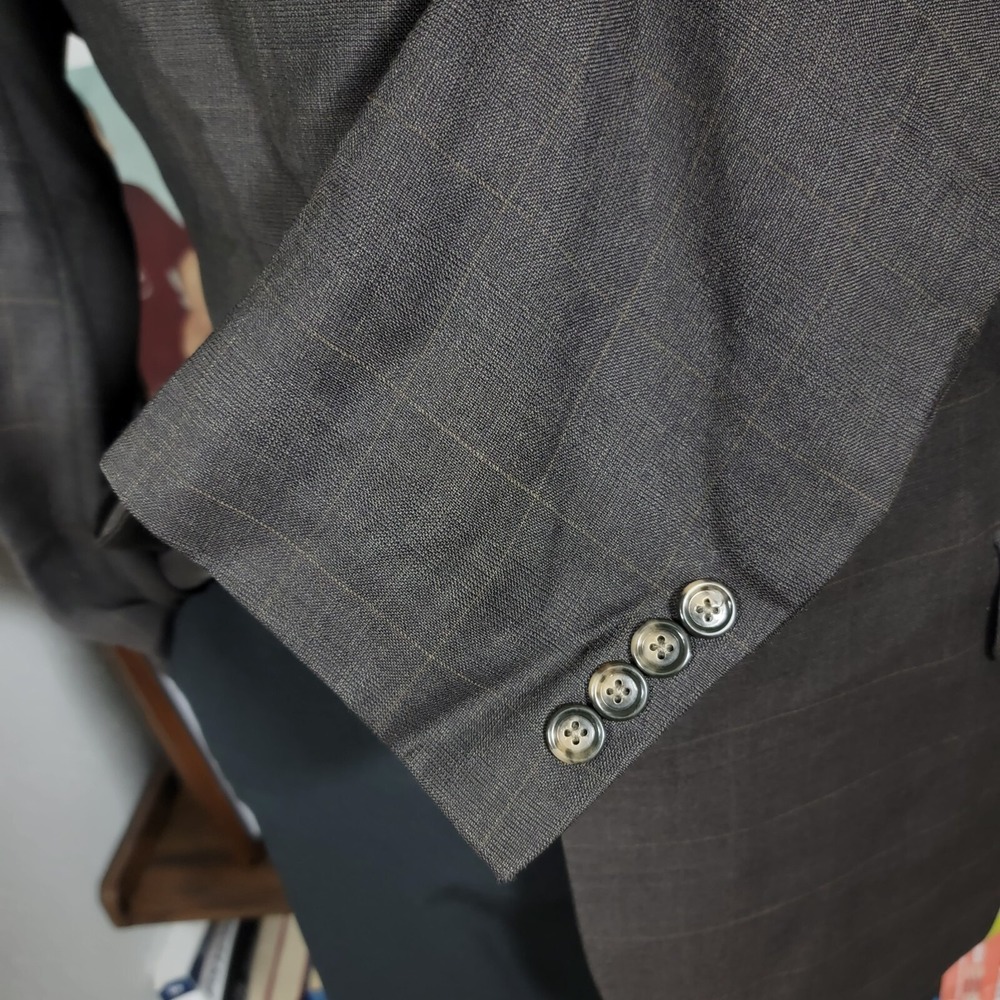 Jos A Bank Men's Sport Coat Blazer Two Button Brown Plaid Wool Size 44R - Picture 8 of 16